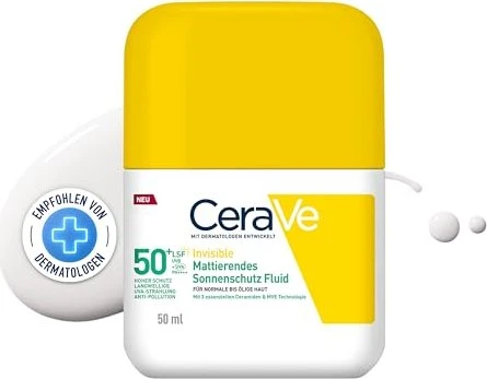 CeraVe Invisible Mattierendes Sonnenschutz Fluid LSF50+, 50ml