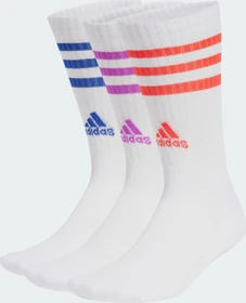 adidas 3-Streifen Cushioned Crew Socken white/semi lucid blue/purple burst/bright red, 3 Paare