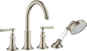 Hansgrohe Axor Montreux 4-Loch Wannenrandarmatur mit Hebelgriffen brushed nickel