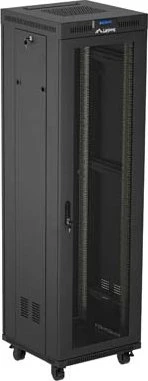 Lanberg 19" Rackschrank 42HE, LCD, freistehend, Flat Pack, V2, Gitternetztür, IP20, RAL 9004, 600mm tief