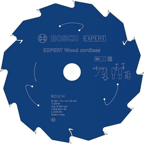 Bosch Professional Expert Wood Cordless Kreissägeblatt 12Z, 165x1x20mm, 1 Stück