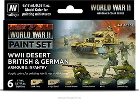 Vallejo Model Color World War II Wargames Color Series WWII Desert Armour & Infantry Farbset, 6-tlg.