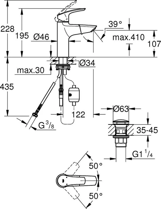 Grohe Eurosmart Einhand-Waschbeckenarmatur 1/2" M-Size chrom