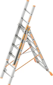 Layher Topic 1040 Alu 3-tlg. Teleskop-Mehrzweckleiter, 3x 6 Stufen