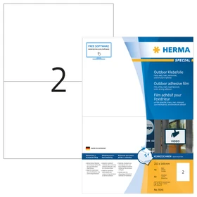 Herma Etiketten Outdoor, 210x148mm, wetterfest, weiß, matt, 40 Blatt (80 Etiketten)
