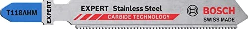 Bosch Professional T118AHM Carbid Special for Inox Stichsägeblatt, 83mm, 3 Stück