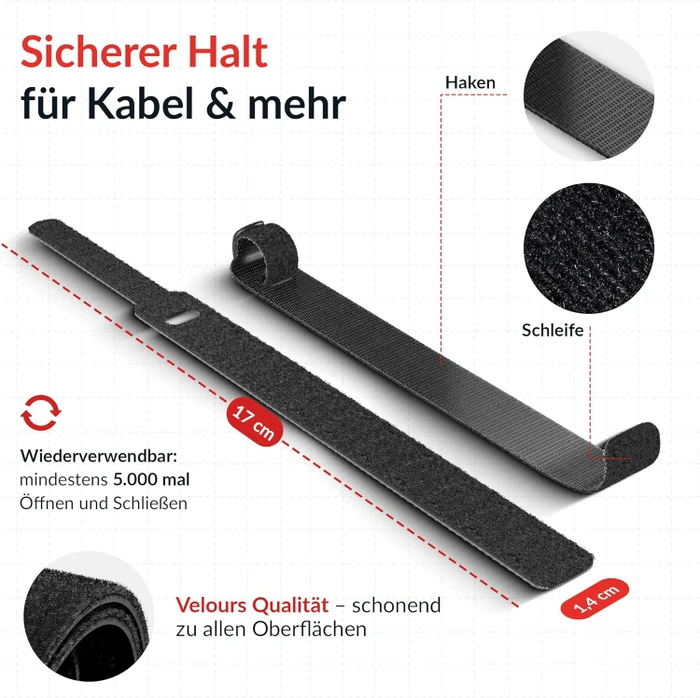 LABEL THE CABLE LTC Basic Straps PRO Kabelbinder, schwarz, 50er-Pack