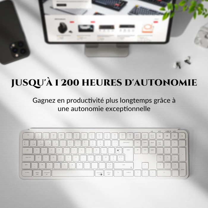 Keychron B6 Pro Ultra-Slim Wireless, Ivory White, USB/Bluetooth, FR