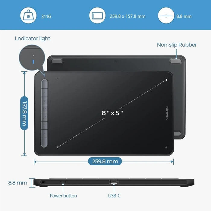 XP-Pen Deco MW Bluetooth, schwarz