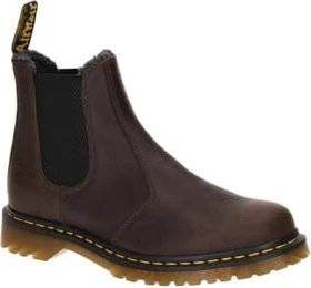 Dr. Martens 2976 Faux Fur Lined Grizzly Leather Chelsea Boots dark brown