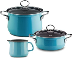 Riess Emaille Nouvelle Pur kristallblau Starter Topf-Set, 3-tlg.