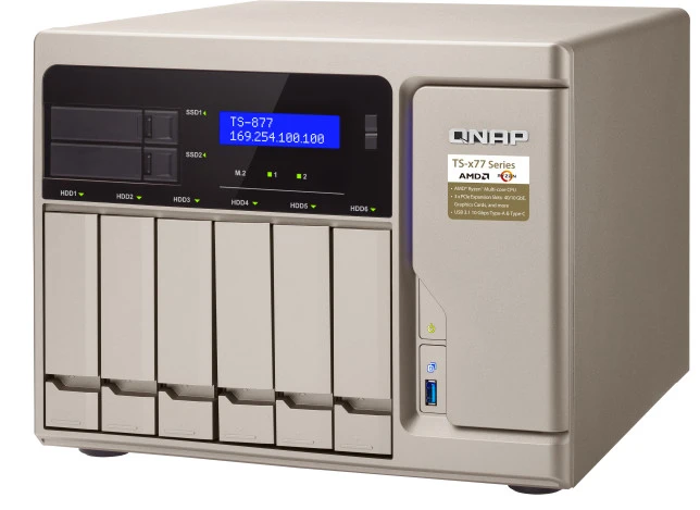 QNAP Turbo Station TS-877-1600-16G, 16GB RAM, 4x RJ-45 1000Base-T, 1x USB-C 3.1