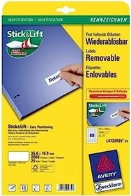 Avery-Zweckform Etiketten, 35.6x16.9mm, ablösbar, weiß, 30 Blatt (2400 Etiketten)