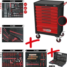 KS Tools ECOline Werkzeugwagen schwarz/rot bestückt inkl. 515-tlg. Zubehör