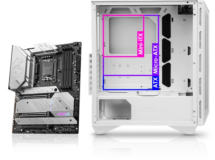 MSI MPG Gungnir 110R White, weiß, Glasfenster
