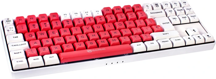 Gamiac TKL90G Gaming Keyboard, weiß/rot, LEDs RGB, Kailh BLUE, USB, DE