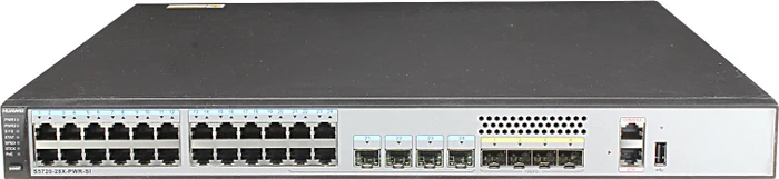 Huawei S5720SI Rackmount Gigabit Smart Switch, 24x RJ-45, 4x SFP+, 4x RJ-45/SFP, 740W PoE+