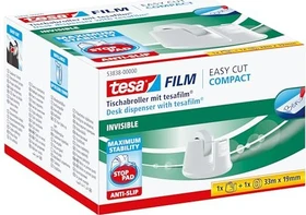 tesa tesafilm Invisible transparent/weiß, Klebestreifen-Abroller/Klebestreifen, 19mm/33m, 1 Stück