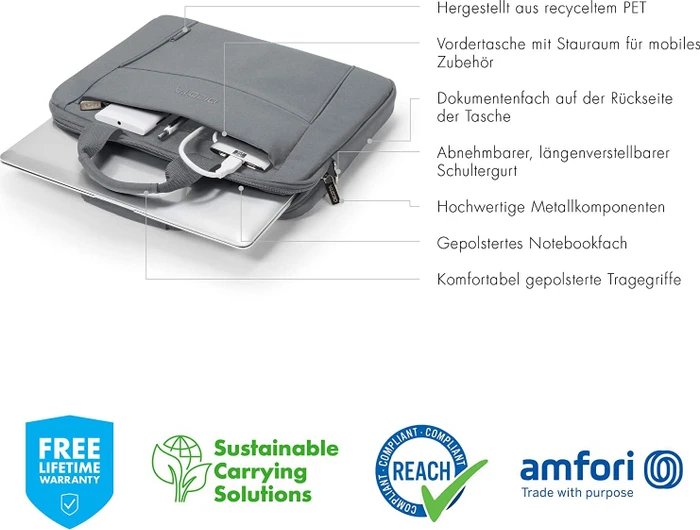 Dicota Eco Slim Case Base 13-14.1" Notebooktasche grau