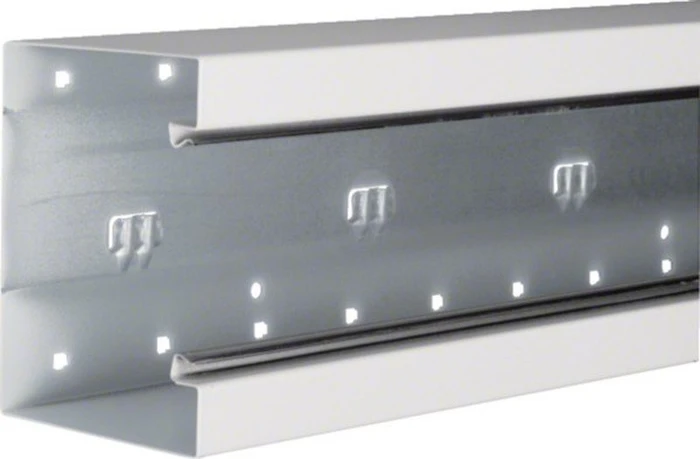 Hager Brüstungskanal-Unterteil frontrastend zu BRS 100x130mm Oberteil 80mm Stahl verkehrsweiß