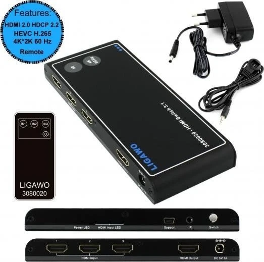 Ligawo HDMI 2.0 Switch 3-fach (3080020) – Bild 2 von 3