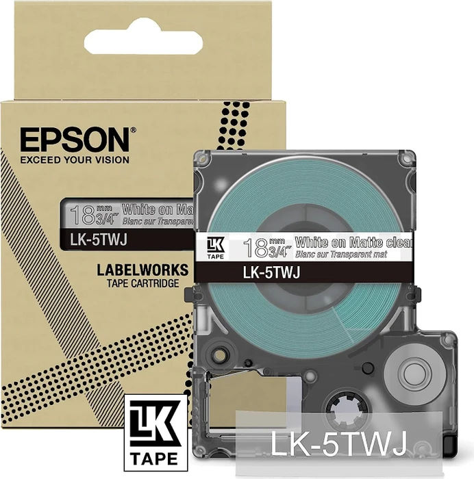 Epson LK-5TWJ Beschriftungsband, 18mm, weiß/transparent matt