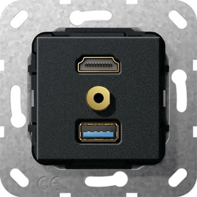 Gira Einsatz HDMI USB3.0 Miniklinke, schwarz