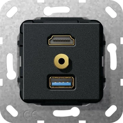 Gira Einsatz HDMI USB3.0 Miniklinke, schwarz