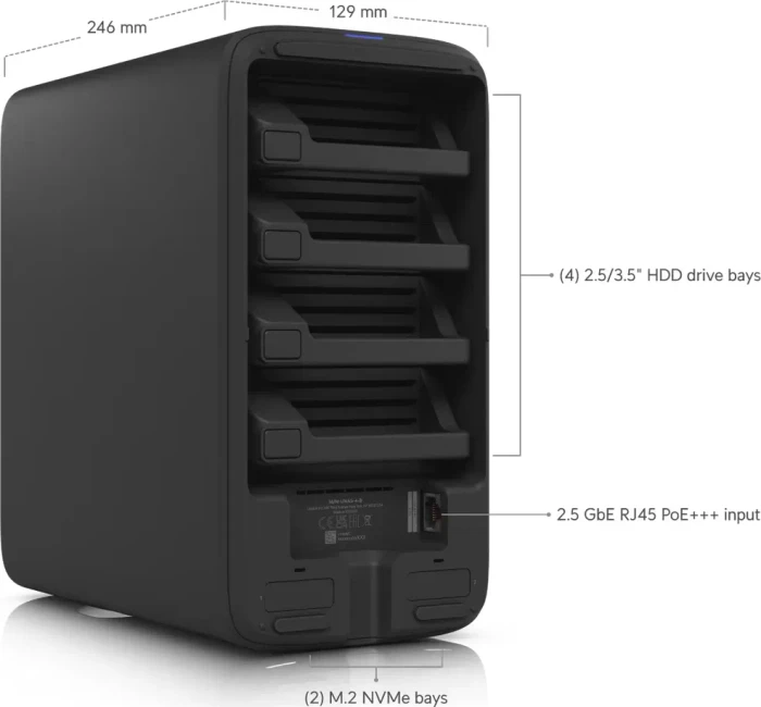 Ubiquiti UNAS 4 schwarz, 4GB RAM, 1x RJ-45 2.5GBase-T, 1x USB-C 3.0