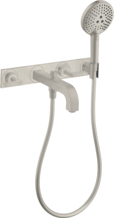 Hansgrohe Axor Citterio 3-Loch Wannenkombination mit Hebelgriffen und Platte edelstahloptik