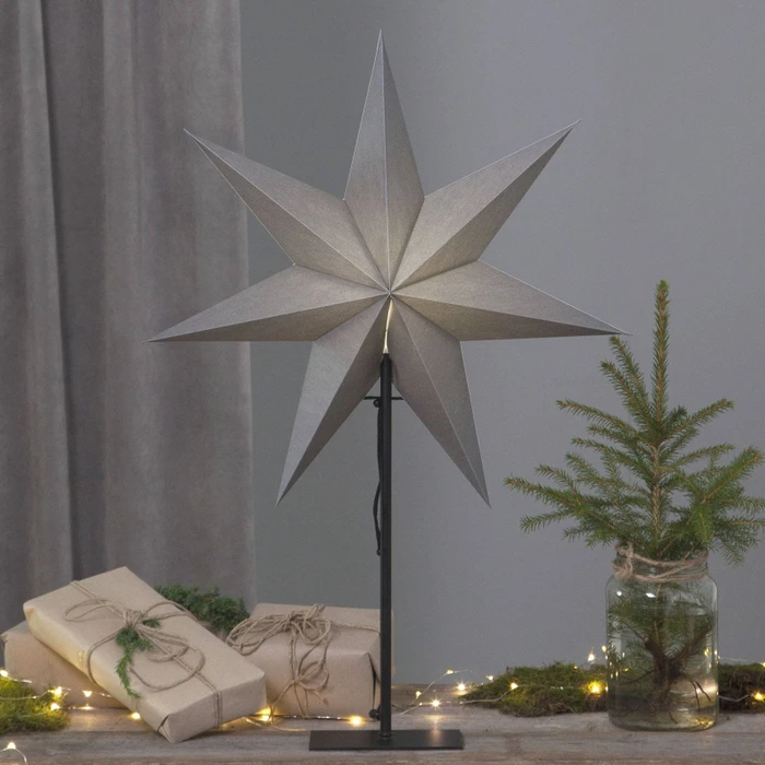 Star Trading Ozen Papierstern mit Ständer 80cm grau 1x E14