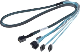 LSI mini SAS HD x4 [SFF-8643] auf 4x SATA Kabel mit Seitenband, 1m (CBL-SFF8643-SATASB-10M / LSI00411)