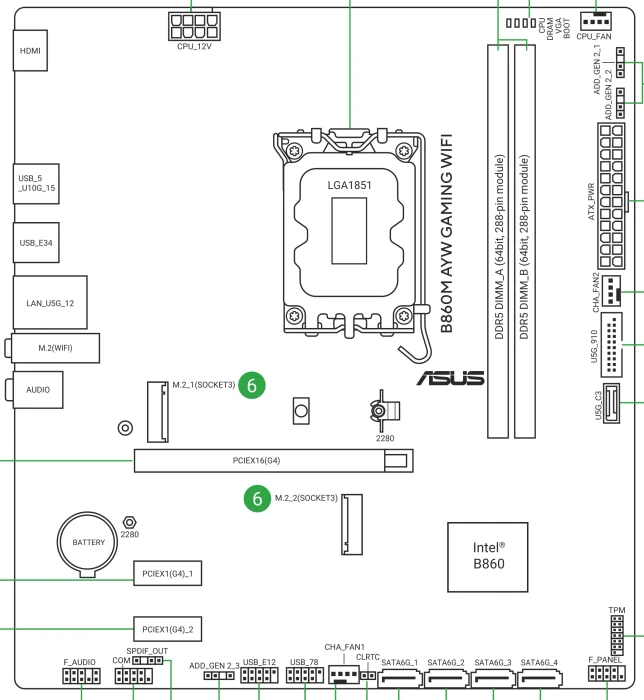 ASUS B860M AYW Gaming WIFI (Intel 1851)