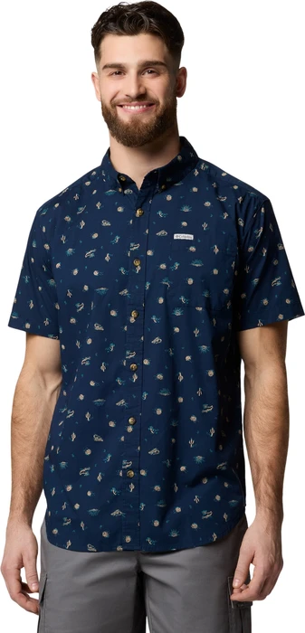 Columbia Rapid Rivers Hemd kurzarm collegiate navy/deserted (Herren)