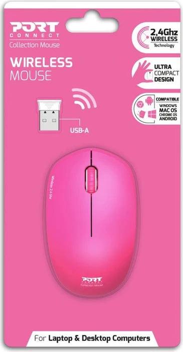 Port Designs Wireless Mouse Collection rosa, USB
