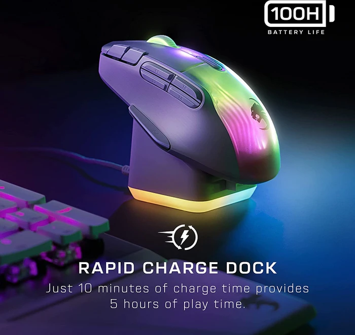 Roccat Kone XP Air mit Ladestation, Arctic White, USB/Bluetooth
