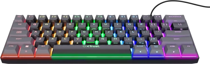 Trust Gaming GXT 867 Acira, 60%, schwarz, LEDs RGB, Outemu Red, USB, US