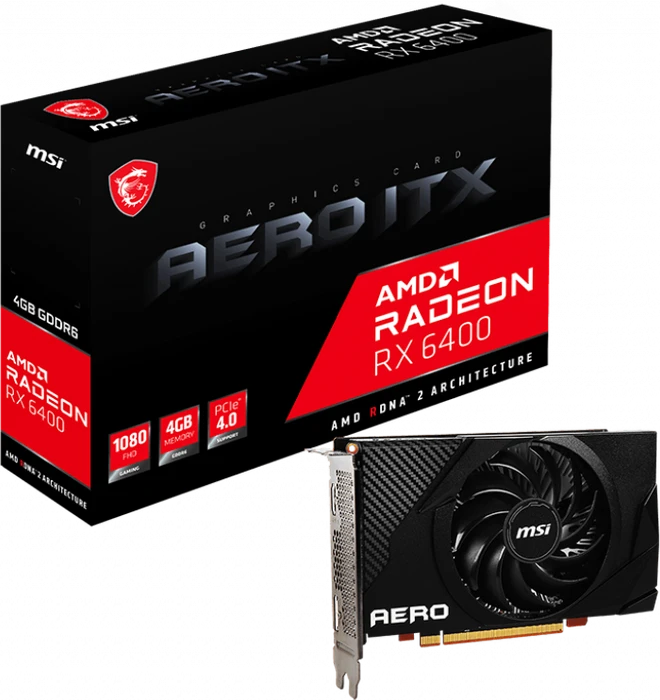 MSI Radeon RX 6400 Aero ITX 4G, 4GB GDDR6, HDMI, DP