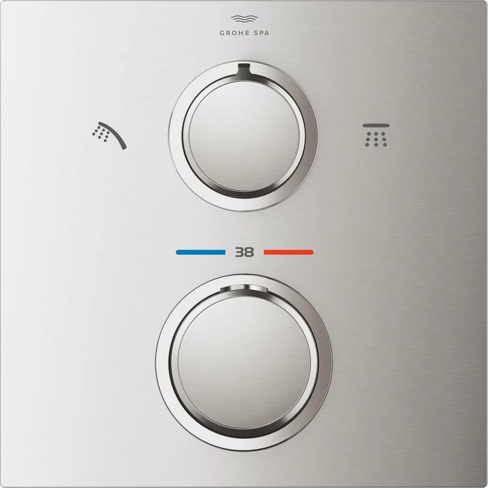 Grohe Allure Thermostat-Brausebatterie mit integrierter 2-Wege-Umstellung supersteel