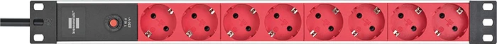 Brennenstuhl Alu-Line 19", 1HE, 8-fach, 230V, silber/rot, 2m
