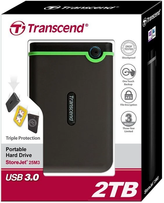 Transcend StoreJet 25M3, grau, 2TB, USB 3.0 Micro-B