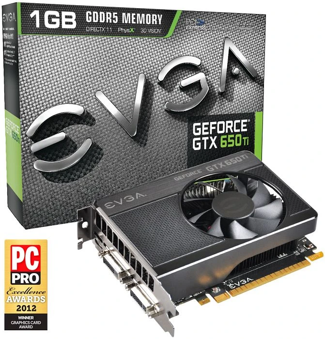 EVGA GeForce GTX 650 Ti, 1GB GDDR5, 2x DVI, Mini HDMI