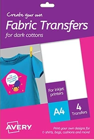 Avery-Zweckform farbige Textilien Transferfolie weiß, A4, 4 Blatt