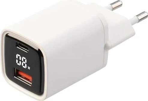 Revolt 2-Port-USB-Netzteil mit USB-A & C QC 3.0 PD und Display 33W weiß