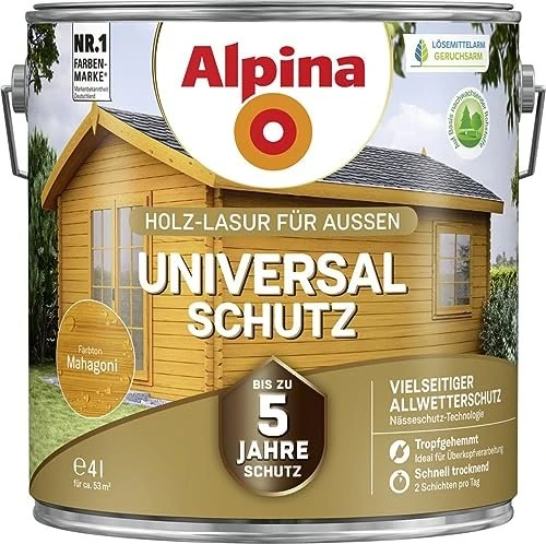 Alpina Farben Universal-Schutz Holz-Lasur außen mahagoni, 4l