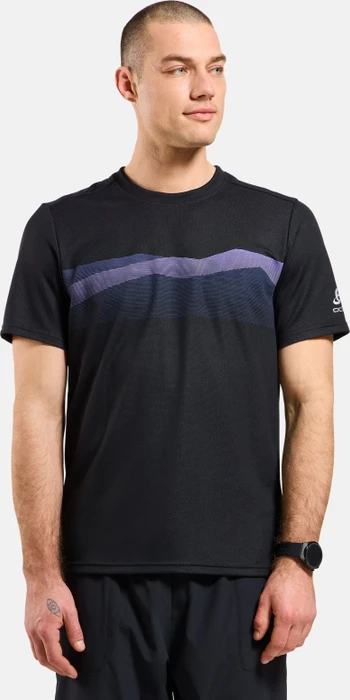 Odlo F-Dry Bergkamm-Print T-Shirt kurzarm black/afterparty (Herren)