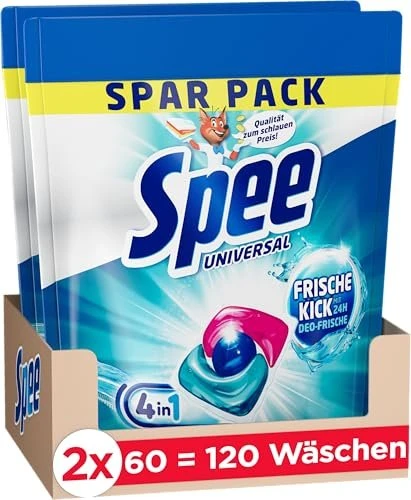 Spee 4in1 Power Caps Frische-Kick Vollwaschmittel, 120 Stück
