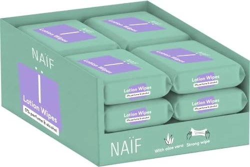 Naïf Plastikfreie Feuchttücher, 432 Stück (8x 54 Stück)