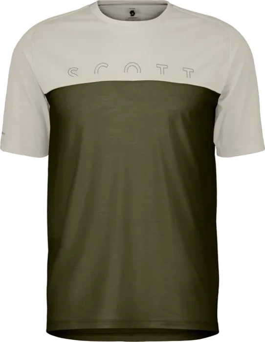 Scott Defined Merino Trikot kurzarm dust white/fir green (Herren)