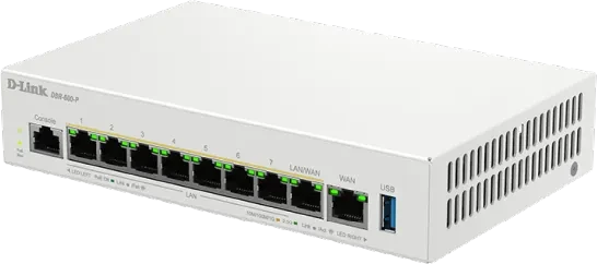 D-Link DBR-600 DBR-600-P Desktop 2.5G Managed Router, 9x RJ-45, 123W PoE+